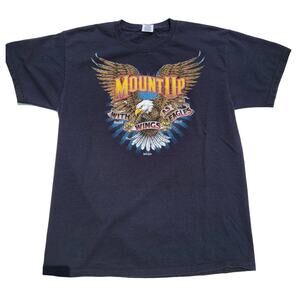 Mount Up With Wings as Eagles T-Shirt Men's Large Isaiah 4:31 Black Motorcycle